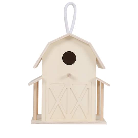 8 Pack: 8&#x22; Wood Barn Birdhouse by Make Market&#xAE;
